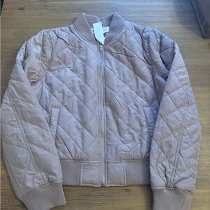 Workshop Republic Clothing Quilted Bomber Jacket in Taupe